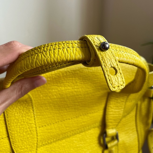 3.1 Phillip Lim Pashli Medium Bright Yellow Calfskin Leather Satchel W/ Strap - Picture 10 of 16